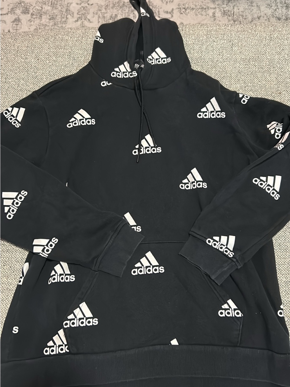 adidas Black Hoodie with White Logo Print